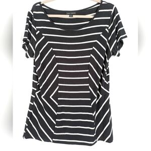 Willi Smith Black White Striped Top‎ Size 1XL (Runs Small)  Short Sleeve